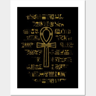 Gold Egyptian Ankh Cross symbol Posters and Art